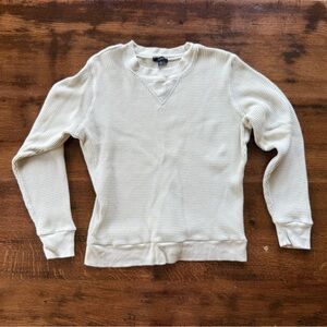 Cream Waffle Crewneck Pullover, J. Crew XS